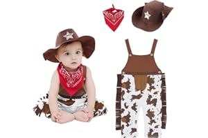 Vicloon Kostium kowbojski, przebranie z bandaną, czerwony i kapelusz, kostium kowbojski dla dzieci, western, kostium dziecięcy, kostium karnawałowy, prezent dla chłopców lub dziewczynek