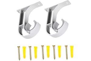 CHANGRONGSHENG Curtain Rod Holder Ceiling-Mount Bracket Support Heavy Duty Curtain Pole Bracket Shower Closet Rod End Holder Wardrobe Tube Supports Bracket Clothes Hanging Rod Holder with Screws, 28mm