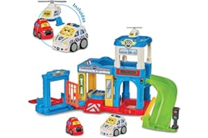 VTech - Comisaría de policía TutTut Bólidos, Pistas y Coches de Juguete para niños +1 año, Circuitos para Combinar, Incluye Coche, Versión ESP