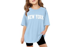 VUNCIO Girls Short Sleeve T Shirts Kids Round Neck Funny Girls Tshirts Teenage Comfy Summer Cartoon Cute Casual Sports Loose School Tunic Tops 3-14 Years