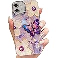 mobistyle for iPhone 13 Back Case Cover Women Girls Colorful Retro Oil Painting Butterfly Design Shiny Bling Diamond Camera Cover Back Cover Case for iPhone 13 (Butterfly Case