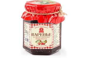 ‎ZARENHOFF Konfitüre EXTRA aus Walderdbeeren (лесная земляника), 370g – Premium Wild Strawberries Marmelade, handgepflückt, intensiver Geschmack, ohne künstliche Zusätze