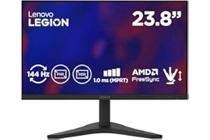 Lenovo Legion R24s Gaming Monitor 23.8" FHD (1920x1080) IPS, 1ms MPRT, 144Hz, Porte HDMI 2.1 e DisplayPort 1.2, Cavo DisplayPort incluso - Raven Black
