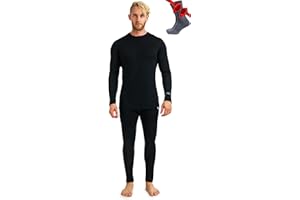 Merino.tech 100% Merino Unterwäsche Herren Set - Leicht, Mittelgewicht, Thermounterwäsche Merinowolle, Langarm Shirt und Hose + Wandersocken aus Merinowolle