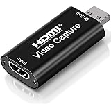 DIWUER Capture Card, 4K HDMI to USB 2.0 Video Capture Device, 1080P HD 30fps Broadcast Live and Record Video Audio Grabber fo