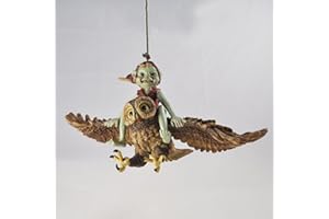 FIESTA STUDIOS Pixie Chouette d'équitation, corde, décoration à suspendre – Vert Jardin Home Decor Figurine cadeau fun – – Anthony Fisher