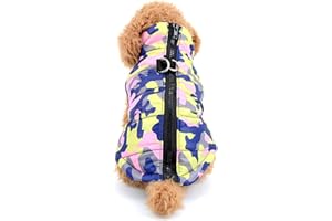 Ranphy Small Dog Camo Jacket with D-ring Pet Winter Cotton-padded Coat Puppy Vest Harness Chihuahua Clothes with Harness Hole Pink Size M