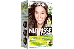 Garnier Nutrisse Creme Coloración Nutritiva Permanente, Tinte 100 por ciento Cobertura de Canas con Mascarilla Nutritiva, Color Castaño, 1 Unidad (Paquete de 1), El ambalaje puede variar