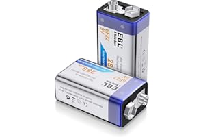 EBL 9V Pilas Recargables 280mAh NiMH Precargada Baja Autodescarga Larga Duración para Microfono Inalambrico Alarmas de Humo Dispositivos Médicos Juquetes y Relojes