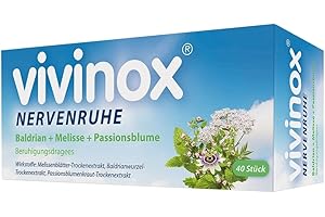 vivinox Nervenruhe Beruhigungsdragees: Pflanzliches Beruhigungsmittel mit Baldrian für Unruhezustände und nervös bedingte Einschlafstörungen, 40 Stk.