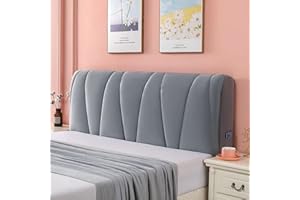 RACKBONE Copri Testata Letto Matrimoniale Copertura per Testiera per Matrimoniale/Singolo Premium Elastica Copritestata Letto Velluto Fodera Protezione Anti-Collisione Cuscino (Color : Gray, Size : 180x75cm