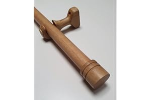 MadeInNature Bastone per tende in legno, diametro 28 mm, kit asta per tende completo con punte e supporti, lunghezza e colori a scelta (naturale, tappo a punta, lunghezza 2.00 m)