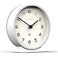 NEWGATE® M Mantel Silent Sweep Mantel Clock - 'No Tick' - A Modern Mantelpiece Clock - Small Clock - Mantel Clocks - Minimalist Dial - (Polar White)