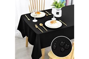 DWCN Czarny obrus odporny na plamy, zmywalny, wodoszczelny, obrus na Halloween, do jadalni, ogrodu, na imprezę, wesele lub do gospodarstwa domowego, 150 x 300 cm