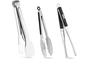 Contiup Pinze da Cucina in Acciaio Inossidabile, Pinze da Cucina Professionali per Servire Alimenti (Set di 3)