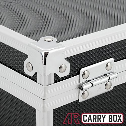 AR Carry Box® Kleine Alubox Alukoffer Aluminium Koffer Werkzeugkoffer leer 200x200x90mm Alu/Schwarz, 200x200x90mm Schwarz (Rasterschaum) - 8