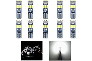 SUCANY Pack of 10 DC 12 V T5 car lamps, for 17 18 27 37 58 70 73 74 79 85 86 206 207 286 2721 306 307 308 406 407 PC74 car lamps, indoor clubs. White )