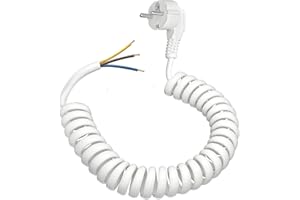 DKTYGER Kabel przedłużający Schuko, przedłużacz z zestykiem ochronnym (230 V/16 A), przedłużacz spiralny rozciągliwy od 0,87 m do 5 m maks