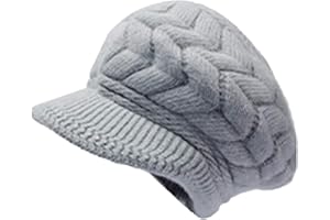 AUSUAYA Berretto da donna in lana foderato in caldo pile, lavorato a maglia con visiera per neve sci freddo inverno WS-H1