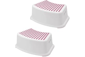 Sterun 2 Pack Plastic Child Foot Step Stools, Anti-Slip Cover on Top For Children, Practical Non-Slip Toilet Step, Great for Toddlers (Pink)