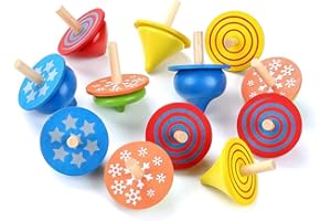 Crazy-m 12Stück Kreisel aus Holz,Holzkreisel Spielzeug Kreisel aus Holz Bunte,Holzkreisel,spielzeugkreisel Kinder!