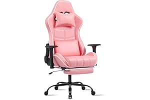 Fruyyzl Sillas Gaming con Reposapies, Silla Gamer Adulto con Respaldo Lumbar, Silla Escritorio Gaming Ajustable en Altura, Silla Ordenador en Piel Sintética (Gama Alta, Polvido)