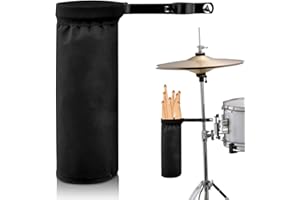 MEGYAD Drum Stick Bag Drumstick Halter: Trommelstockhalter Drumsticks Wasserdichte Tasche mit Aluminium Klemme, Trommelstöcke Tasche für Drum Kits & Notenständer, bis zu 12 Paar Sticks