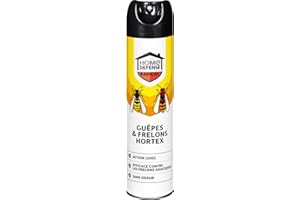FERTILIGÈNE KB HOME DEFENSE HDGUEP - Aérosol Anti-Guêpes et Frelons 400 ml - Efficace sur frelons asiatiques et tous les insectes volants - Action foudroyante - Formule sans odeur - Usage intérieur et extérieur