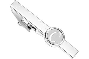 HAWSON Men’s Initials A-Z Formal Business Wedding Tuxedo Shirt Men’s Classic Silver Cufflinks/Tie Clip