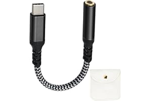 VIOLOTORIS Headphone Jack Adapter, 2 Pcs Type C/USB C to 3.5mm Headphone Jack Adapter, Portable 3.5mm to usb c Headphone Jack Adapter with White Storage bag