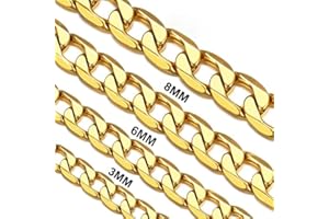 Daisy Philip 3mm 5mm 7mm 8mm CURB Mens Necklace Gold Chain Cuban - Stainless Steel Jewellery - Neck Link Chains for Men Man Women Boys Kids