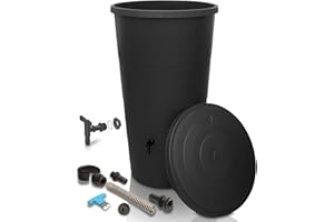 YourCasa Regentonne 200 Liter [inkl. Anschlusset & Bohrer] Regenfass Wetterfest aus Kunststoff mit Wasserhahn - Regenwassertonne - Wasserfass Regenwassertank Wassertonne für Garten (Anthrazit, 200L)
