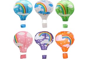 Famgee Hanging Hot Air Balloon Paper Lanterns Set Party Decoration Birthday Wedding Christmas Party Decor Gift Set Pack of 6 Pieces 30 cm (12") (Rainbow)