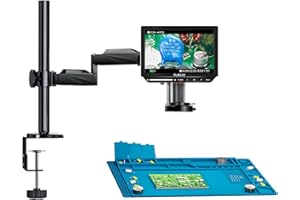 Elikliv EM4K Flex 4K Microscope numérique de soudage 2000x, Support de Bras Flexible, Microscope HDMI 10,1" avec éclairage annulaire, Microscope de pièce entière de 52MP, Microscope LCD pour Adultes