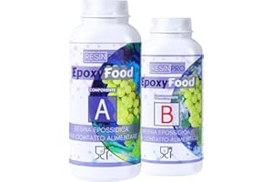 RESIN PRO RESINA EPOXY EPOXYFOOD PARA CONTACTO CON ALIMENTOS Ideal para mesas, bandejas, platos y posavasos - Certificado - Guantes gratis - Asistencia técnica en Español - 100% Made in Italy - 1,55 Kg