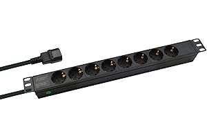Helos 19" Steckdosenleiste Professional, 8-Fach, schwarz, 2,0m, für USV (C14), 262836