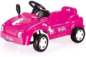 DOLU - Pedal Operated Unicorn Racing Car with Working Horn - Pedal Car Pink for Children from 3 to 5 Years