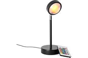 GIFTMARKET - Lámpara negra sunset. 16 colores ajustables. Efecto atardecer y luz LED relajante. Lámpara para decoración y regalo con cable USB. Medidas: 26,5 cm x 10 cm