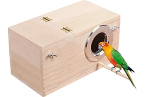 GDWD Wooden bird nest box for parrots, bird breeding nest, budgie nesting house for lovebirds Cockatoo Budgie Finch Canary Parrotlets Cockatiel (Large)