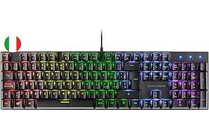 Mars Gaming MK422 Nero, Tastiera Gaming Meccanica RGB, Antighosting, Switch Meccanico Blu, Lingua Italiana