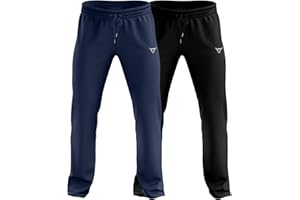 TORO ACTIVA Pack of 2 Mens Trousers Tracksuit Jogging Bottoms Lightweigt with Zipper Pockets Drawstring Joggers Sports Casual Running Gym Training