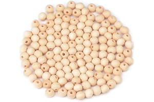 EVYIENEN 300 Stück x 10mm Natur Holzkugeln mit Loch，Groß Holzkugeln mit loch 2.5mm zum Basteln Auffädeln Armbänder Halsketten DIY Handwerk