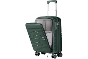 Artebeads Maleta de Viaje Cabina, PP Material Trolley Rígida Expandible con Ruedas Giratorias y Cierre de Combinación, Equipaje de Mano Resistente y Duradero, Ligero(Verde Oscuro, 55x38x22cm)