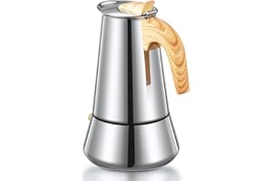 Yabano Moka Pot, 6 Cup Stainless Steel Stovetop Espresso Maker for Induction, 350ml Italian Coffee Maker for Gas & Electric Hobs, Durable Espresso Pot for Home & Camping