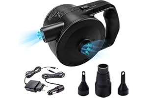 HAOYAO Pompa ad aria elettrica elettrica 2000 mAh 60 W per materasso ad aria, materasso con 3 ugelli, pompa elettrica per piscine per bambini, pompe ad aria per piscina/gonfiabile/letto ad aria, pompa