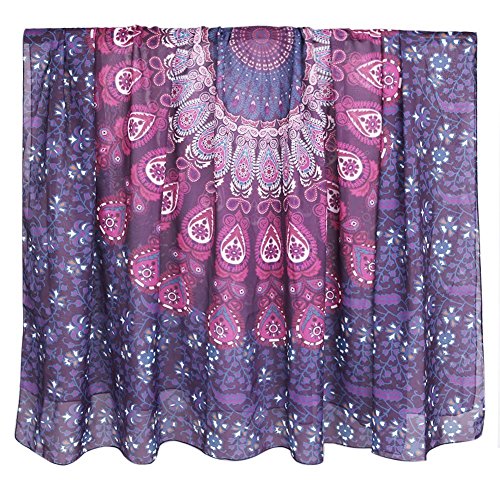 HanSemay™ Indischer Mandala-runder / quadratischer Zigeuner-Wand-Hängen, Boho Zigeuner-Baumwolltischdecke-Strand-Tuch, dekorative Wand, die ringsum hängt, Meditation-Yogamatte, Strand-Blatt, Tabellen-Tuch (lila) - 4