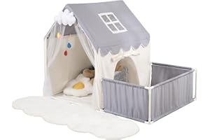 LOAOL Kids Tent for Kids Room, Large Kids Play Tent, Indoor Playhouse Tent with Windows for Girl & Boy, Toddler Indoor Playhouse Tent Imaginative Decor (Grey)