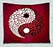 Produktbild Ying Yang Decor Gobelin von ambesonne, Abstrakt Graphic Design Yin Yang kreis schwarz und weiß Dots Muster Kosmos und Energie zum Aufhängen, für Schlafzimmer Wohnzimmer Wohnheim, 60 W x 40L cm, burgund