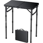 FUNYKICH Folding Camping Table 58 x 40 cm, 3 Adjustable Heights, 10.2/18.9 | Portable Lightweight Aluminum Outdoor Picnic Tab