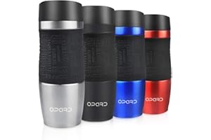 Opard Travel Coffee Cup Leakproof 350ml(12oz) Double-Walled Vacuum Insulated Travel Mug Reusable Stainless Steel Coffee Mug BPA Free for Men and Women(Silver)